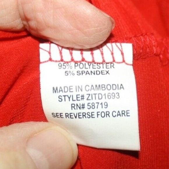 New York CollectionRed Side Gathered Knee Length Dress Sz 2X  3/4 Sleeve NWT - Picture 7 of 7